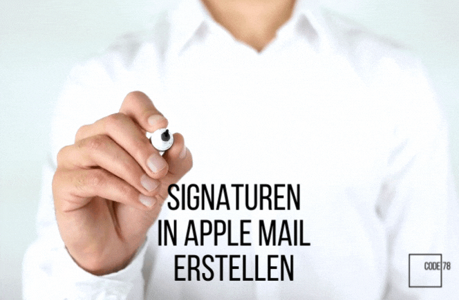 Mann schreibt HTML - Signaturen in Apple Mail