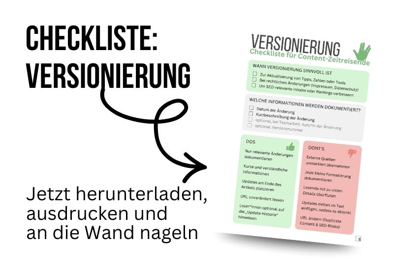 Versionierung Blogartikel - Checkliste Download