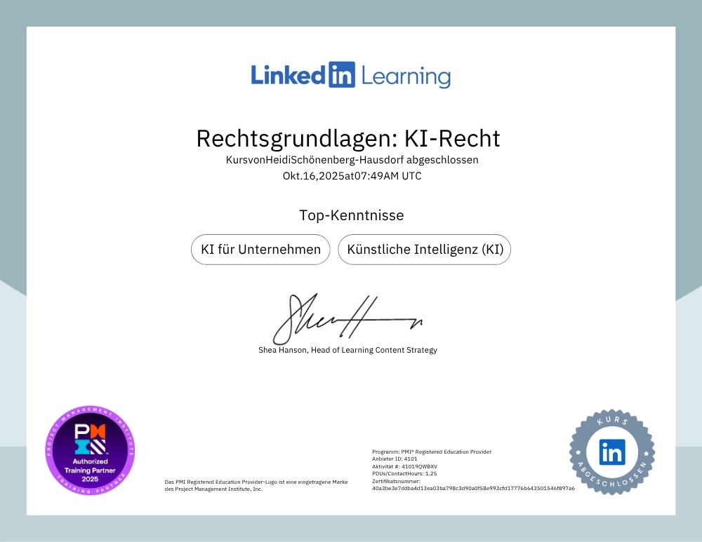 Zertifikat Rechtsgrundlagen KI