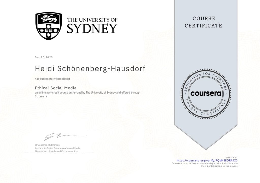 University of Sydney: Ethical Social Media Heidi Schönenberg-Hausdorf
