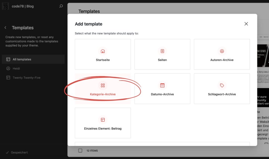 Wordpress Pillar Page aus Kategie erstellen: Anlegen eines bestimmten Templates