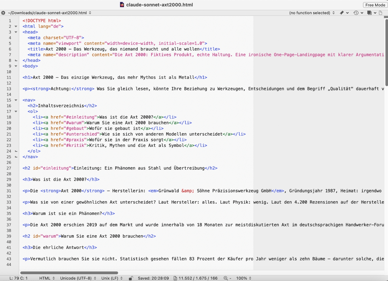 Vergleich: KI-Modelle HTML-Code - Claude Sonnet
