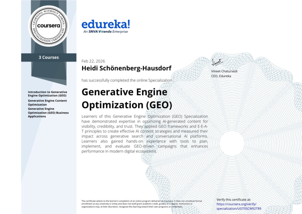 Heidi Schönenberg-Hausdorf - edureka: Generative Engine Optimization (GEO)