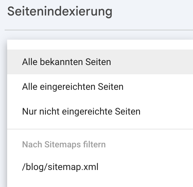 Google Search Console: Alle bekannten Seiten vs Alle eingereichten Seiten