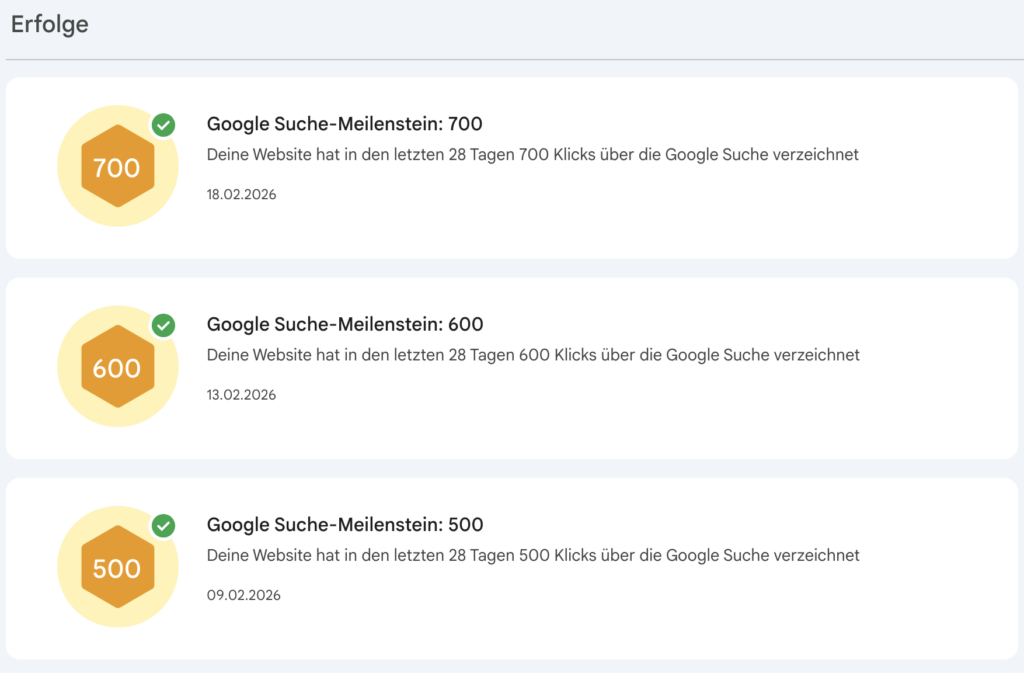 Google Meilensteine: Erfolge über Besucherzahlen
