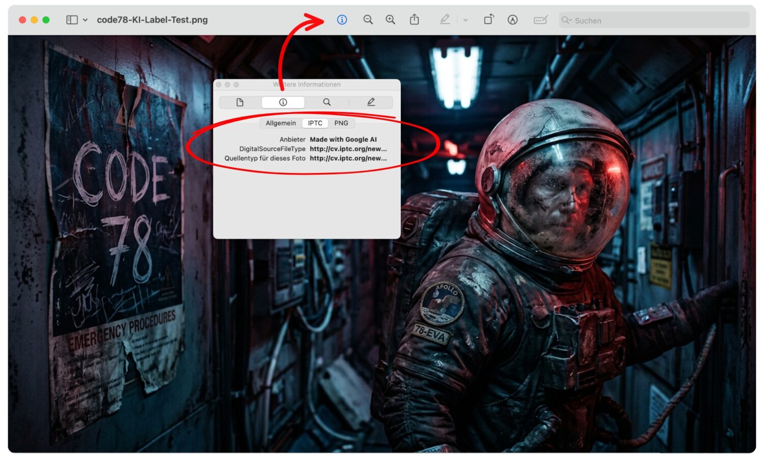 Informationen des Bildes bei Apple einsehen