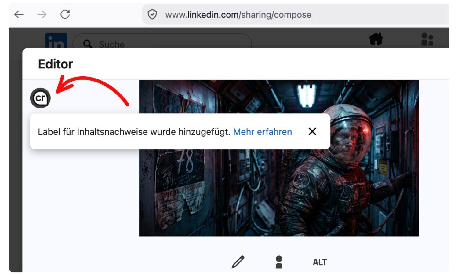 Automatisches KI-Label bei LinkedIn